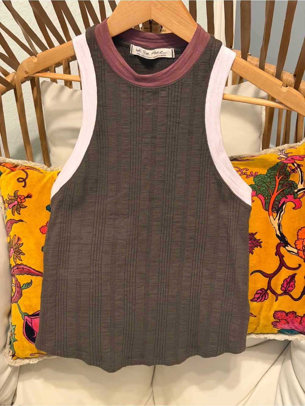 Free People We The Free Cooper Tank Top Small Tricolor Ribbed Sleeveless